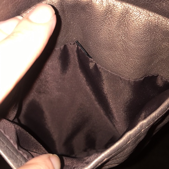 NINA RICCI leather coat with rabbit fur lining bronze metallic vintage RARE L/XL - Picture 10 of 17